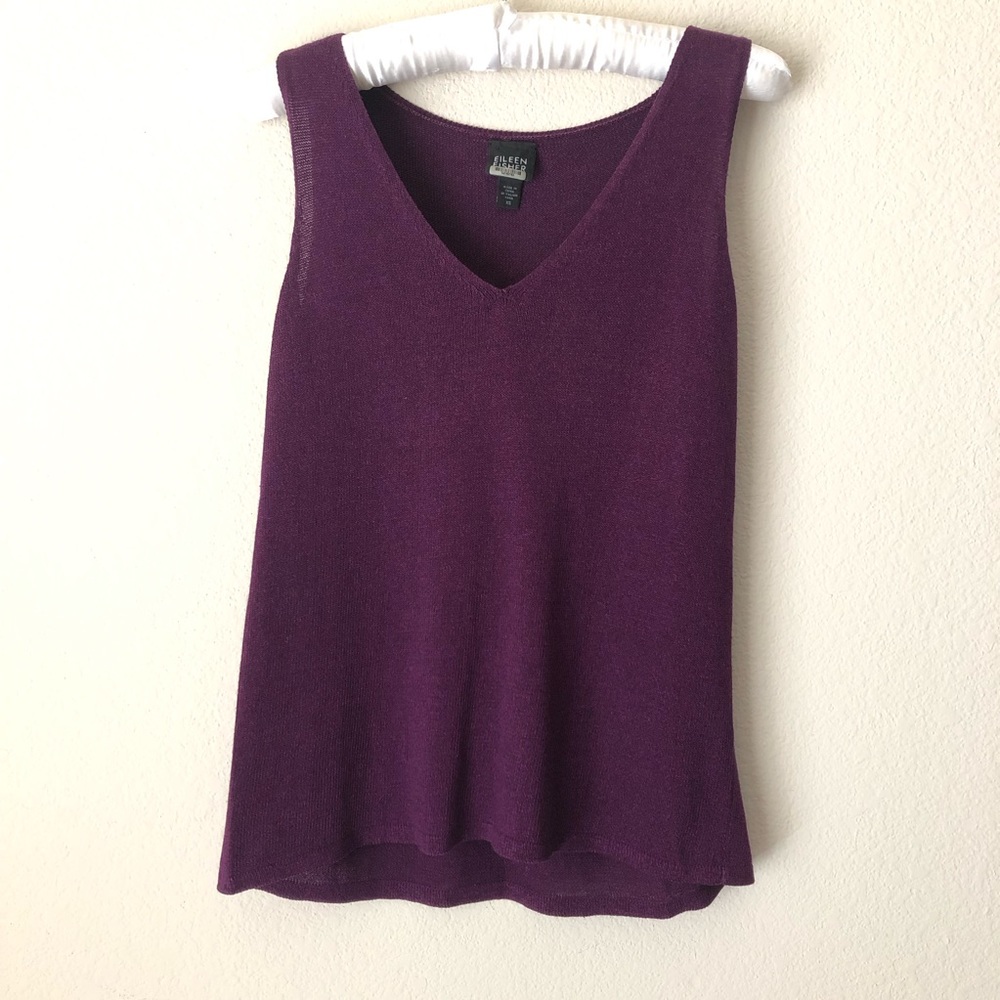 Eileen Fisher Plum V-neck Knit Tank Top Size XS